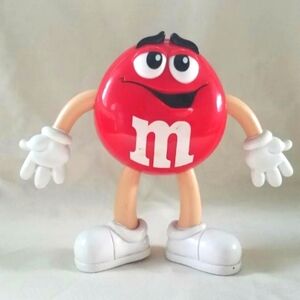Red M&M Figure Toy Doll with Bendable Arms and Legs - 1990's